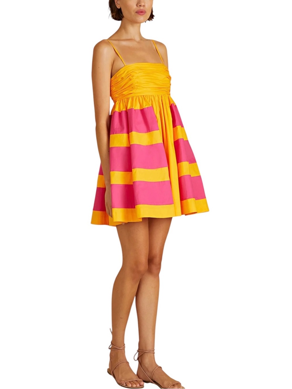 AMUR Aslin Colorblock Dress Size 4 Fuchsia Pink Marigold Mini NWT Sample - Picture 3 of 12